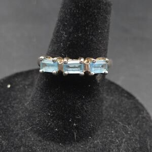 Sterling Silver Blue Spinel Ring 925 HAN Thailand Blue Gemstone